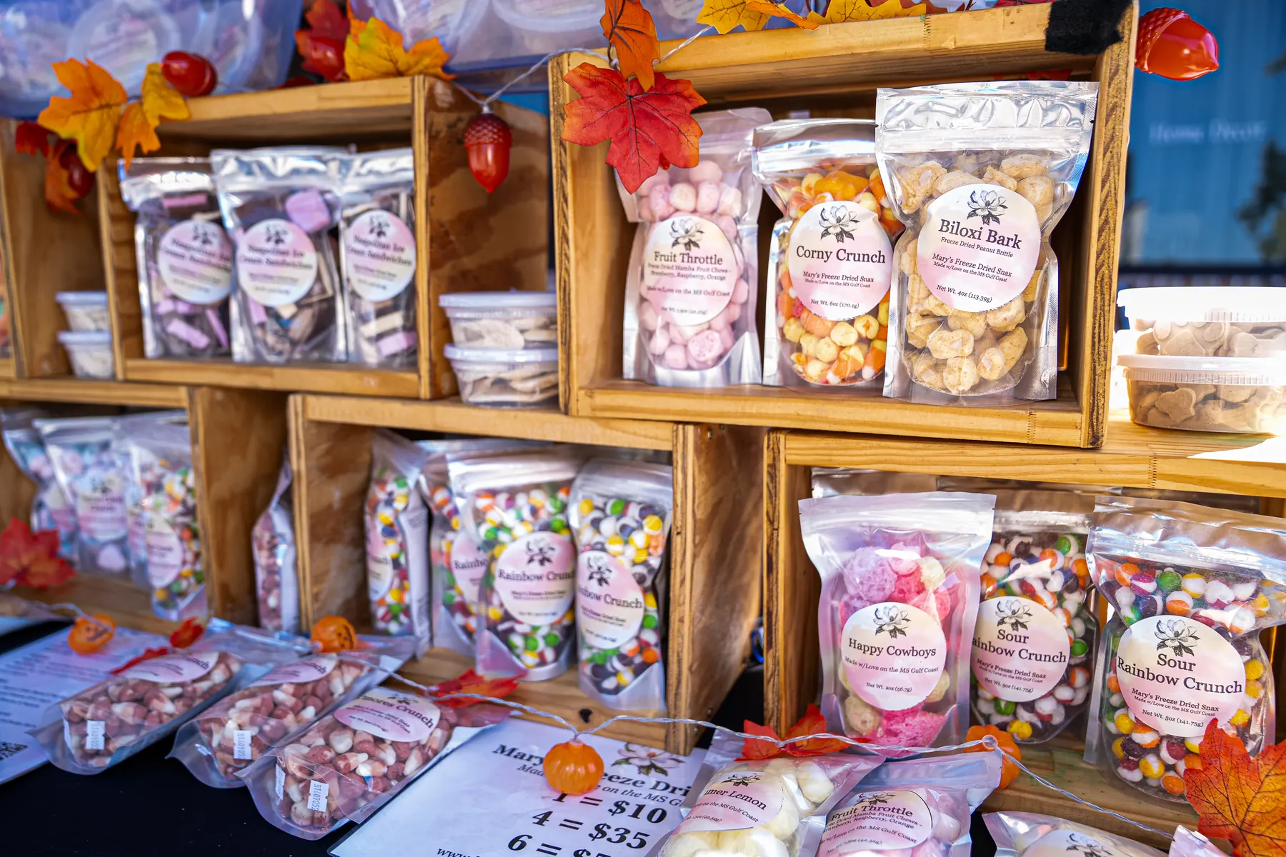Colorful treats displayed by a local food vendor