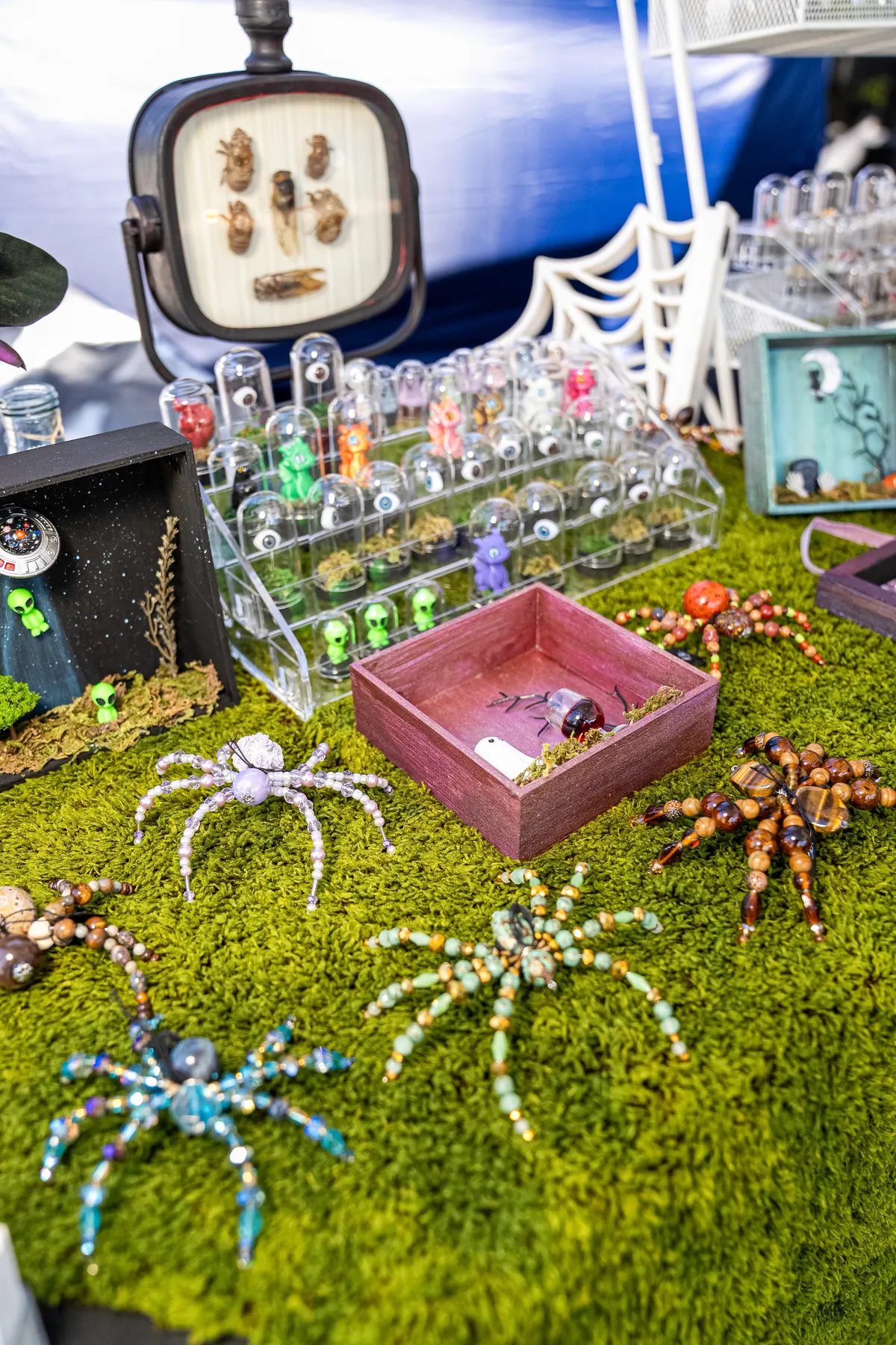 Creative handmade pieces displayed at the market